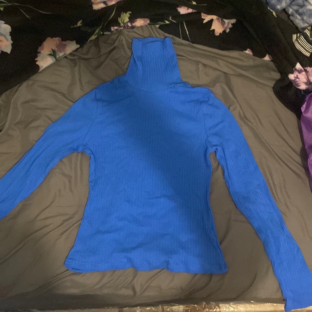 Blue turtleneck